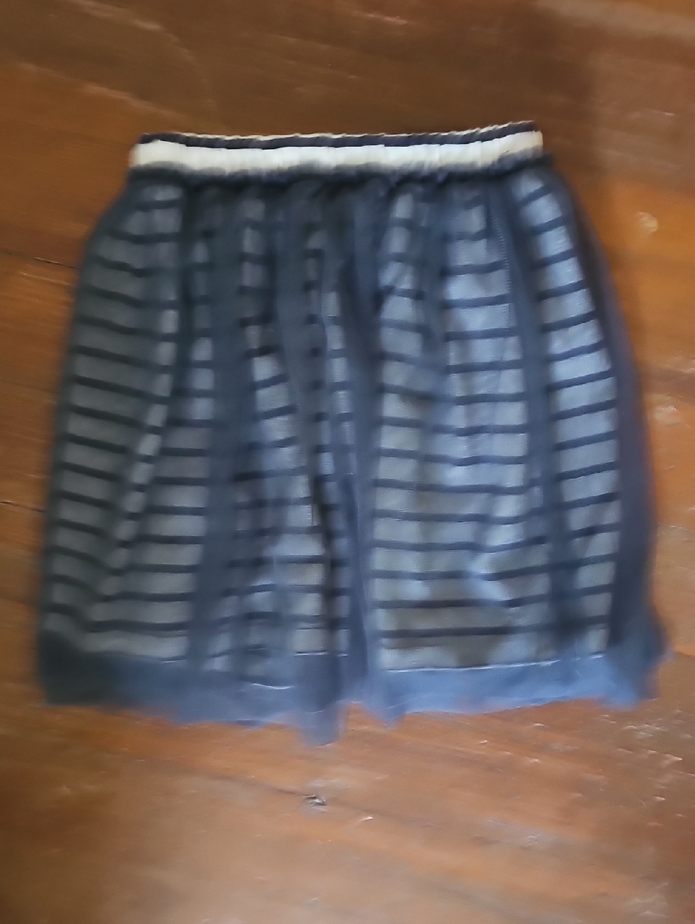 Tea Collection Navy Striped Overlay Skirt